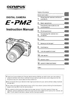 Olympus E PM2 manual. Camera Instructions.